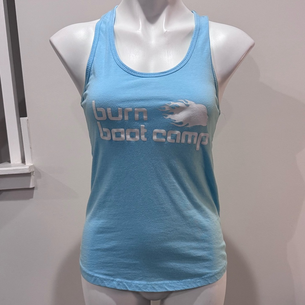 Burn Boot Camp Women's Light Blue Racerback Tank Top